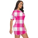 Pink and white plaids Just Threw It On Dress View3