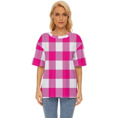 Pink And White Plaids Oversized Basic Tee by ConteMonfrey