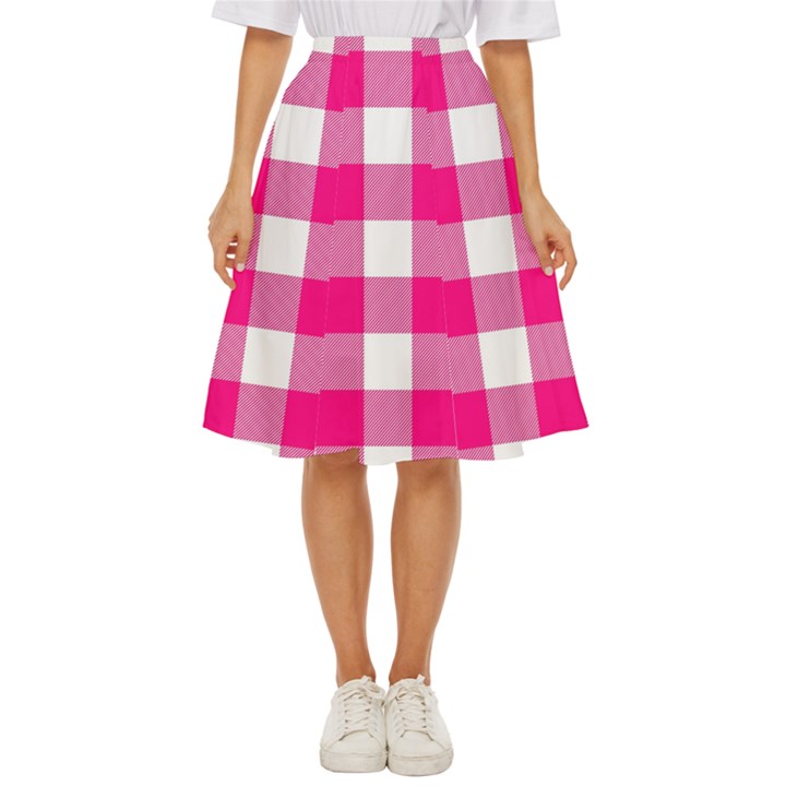 Pink and white plaids Classic Short Skirt