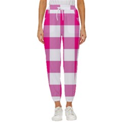 Pink And White Plaids Cropped Drawstring Pants by ConteMonfrey