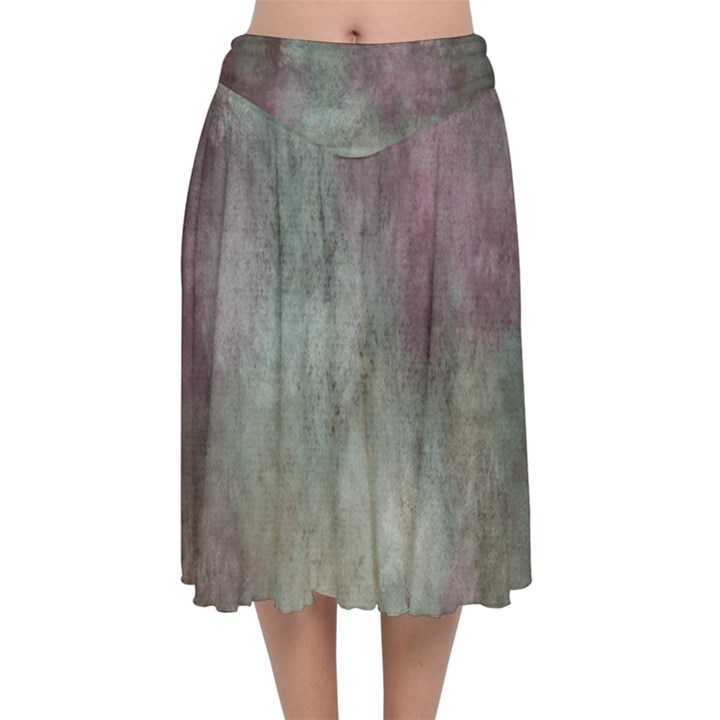 Background-abstrac Velvet Flared Midi Skirt