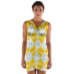 Background-box Yellow Wrap Front Bodycon Dress by nateshop