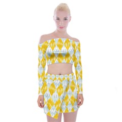 Background-box Yellow Off Shoulder Top With Mini Skirt Set by nateshop