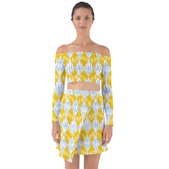 Background-box Yellow Off Shoulder Top With Skirt Set by nateshop