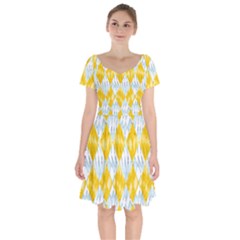 Background-box Yellow Short Sleeve Bardot Dress by nateshop