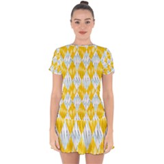 Background-box Yellow Drop Hem Mini Chiffon Dress