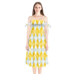 Background-box Yellow Shoulder Tie Bardot Midi Dress by nateshop