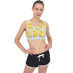 Background-box Yellow V-back Sports Bra by nateshop