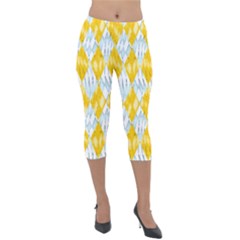 Background-box Yellow Lightweight Velour Capri Leggings  by nateshop