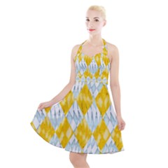 Background-box Yellow Halter Party Swing Dress  by nateshop