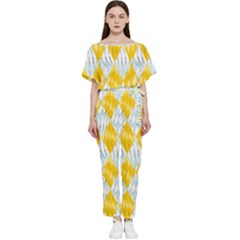 Background-box Yellow Batwing Lightweight Chiffon Jumpsuit by nateshop