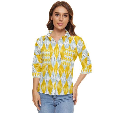 Background-box Yellow Women s Quarter Sleeve Pocket Shirt by nateshop