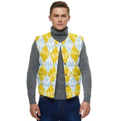 Background-box Yellow Men s Short Button Up Puffer Vest	