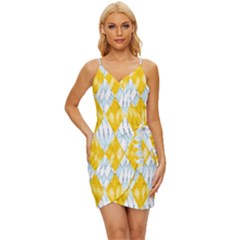 Background-box Yellow Wrap Tie Front Dress