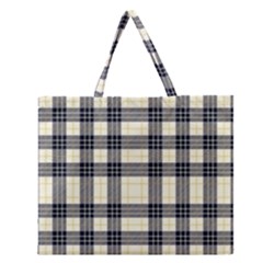 Gray And Yellow Plaids  Zipper Large Tote Bag by ConteMonfrey