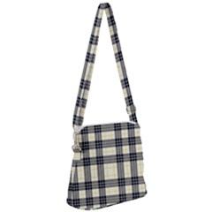 Gray And Yellow Plaids  Zipper Messenger Bag by ConteMonfrey