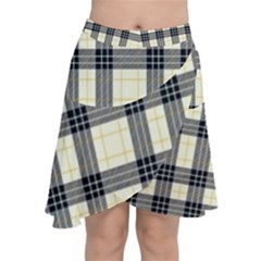 Gray And Yellow Plaids  Chiffon Wrap Front Skirt by ConteMonfrey