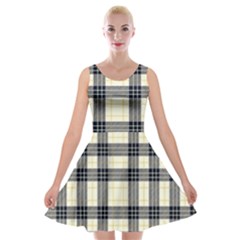 Gray And Yellow Plaids  Velvet Skater Dress by ConteMonfrey