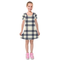 Gray And Yellow Plaids  Kids  Short Sleeve Velvet Dress by ConteMonfrey