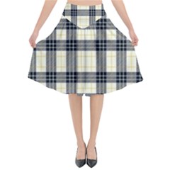 Gray And Yellow Plaids  Flared Midi Skirt by ConteMonfrey