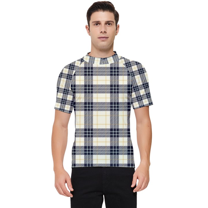 Gray And Yellow Plaids  Men s Short Sleeve Rash Guard