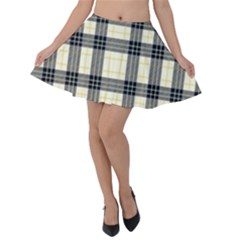 Gray And Yellow Plaids  Velvet Skater Skirt by ConteMonfrey