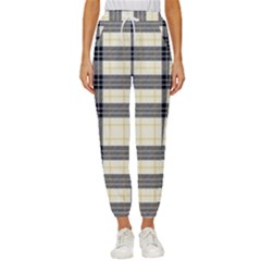 Gray And Yellow Plaids  Cropped Drawstring Pants by ConteMonfrey