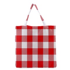 Red And White Plaids Grocery Tote Bag by ConteMonfrey