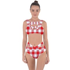 Red And White Plaids Bandaged Up Bikini Set  by ConteMonfrey