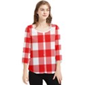 Red and white plaids Chiffon Quarter Sleeve Blouse View1