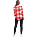 Red and white plaids Chiffon Quarter Sleeve Blouse View2