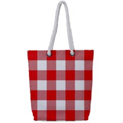 Red And White Plaids Full Print Rope Handle Tote (small) by ConteMonfrey