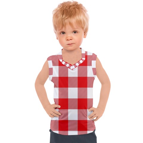 Red And White Plaids Kids  Sport Tank Top by ConteMonfrey