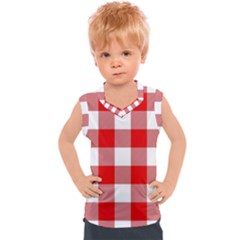 Red And White Plaids Kids  Sport Tank Top