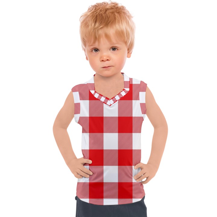 Red and white plaids Kids  Sport Tank Top