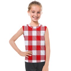 Red And White Plaids Kids  Mesh Tank Top by ConteMonfrey