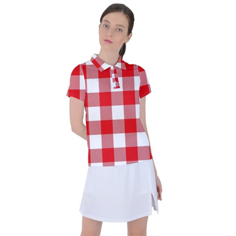 Red And White Plaids Women s Polo Tee by ConteMonfrey