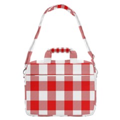 Red And White Plaids Macbook Pro 16  Shoulder Laptop Bag by ConteMonfrey