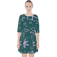 Background-cute Christmas Quarter Sleeve Pocket Dress