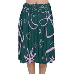 Background-cute Christmas Velvet Flared Midi Skirt by nateshop