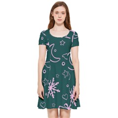 Background-cute Christmas Inside Out Cap Sleeve Dress