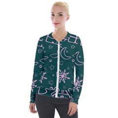 Background-cute Christmas Velvet Zip Up Jacket by nateshop