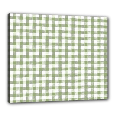 Green Tea White Small Plaids Canvas 24  X 20  (stretched) by ConteMonfrey