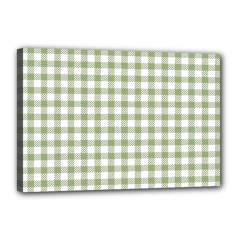 Green Tea White Small Plaids Canvas 18  X 12  (stretched) by ConteMonfrey