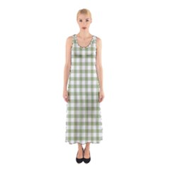 Green Tea White Small Plaids Sleeveless Maxi Dress by ConteMonfrey