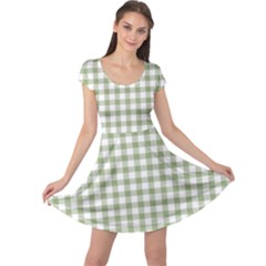 Green Tea White Small Plaids Cap Sleeve Dress by ConteMonfrey