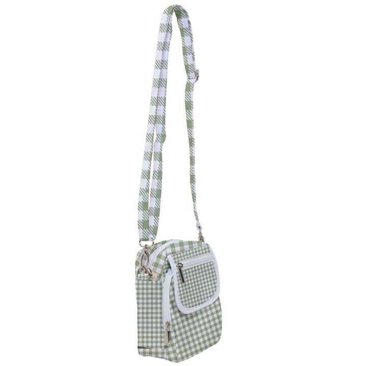 Green Tea White Small Plaids Shoulder Strap Belt Bag