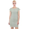 Green Tea White Small Plaids Cap Sleeve Bodycon Dress View1