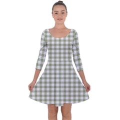 Green Tea White Small Plaids Quarter Sleeve Skater Dress by ConteMonfrey