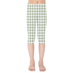 Green Tea White Small Plaids Kids  Capri Leggings  by ConteMonfrey